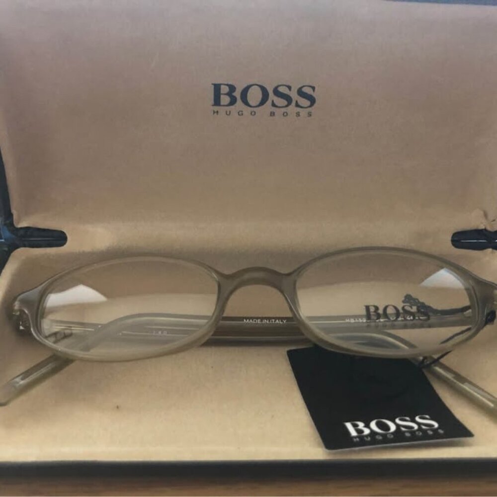Eyeglasses Frames by Hugo Boss HB1593 OL Clear Olive Green Oval Round